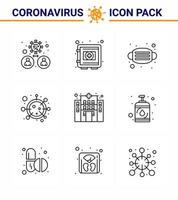 corona virus prevention covid19 tips to avoid injury 9 Line icon for presentation life coronavirus safe virus medical viral coronavirus 2019nov disease Vector Design Elements