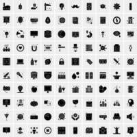 Set of 100 Business Solid Glyph icons vector