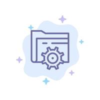 Folder Setting Gear Computing Blue Icon on Abstract Cloud Background vector