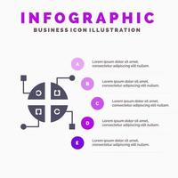 Construction Network Map Solid Icon Infographics 5 Steps Presentation Background vector