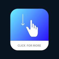 gesto con el dedo hacia abajo gestos mano botón de la aplicación móvil versión de glifo de android e ios vector