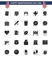 Set of 25 USA Day Icons American Symbols Independence Day Signs for medal independece wine glass holiday eagle Editable USA Day Vector Design Elements