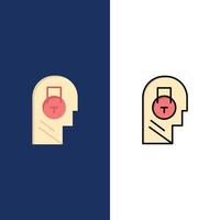 Lock Secure Message Data User  Icons Flat and Line Filled Icon Set Vector Blue Background