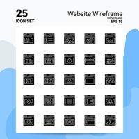 25 Website Wireframe Icon Set 100 Editable EPS 10 Files Business Logo Concept Ideas Solid Glyph icon design vector