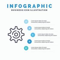 Internet Gear Setting Line icon with 5 steps presentation infographics Background vector