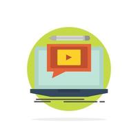 Laptop Player Screen Tutorial Video Abstract Circle Background Flat color Icon vector
