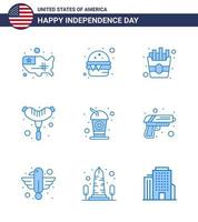 Editable Vector Line Pack of USA Day 9 Simple Blues of soda cola fast bottle frankfurter Editable USA Day Vector Design Elements
