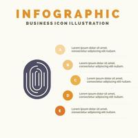 Fingerprint Identity Recognition Scan Scanner Scanning Solid Icon Infographics 5 Steps Presentation Background vector