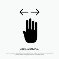 Four Hand Finger Left Right solid Glyph Icon vector