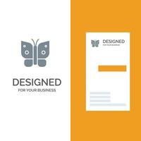 Butterfly Freedom Insect Wings Grey Logo Design and Business Card Template vector