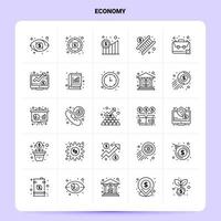 OutLine 25 Economy Icon set Vector Line Style Design Black Icons Set Linear pictogram pack Web and Mobile Business ideas design Vector Illustration
