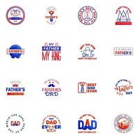 Happy fathers day 16 Blue and red typography set Vector emblems Lettering for greeting cards banners tshirt design You are the best dad Editable Vector Design Elements