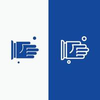 Hand Handshake Agreement Office Line and Glyph Solid icon Blue banner Line and Glyph Solid icon Blue banner vector