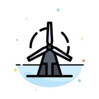 Clean Energy Green Power Windmill Abstract Flat Color Icon Template vector