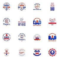 Happy fathers day 16 Blue and red Lettering happy fathers day Editable Vector Design Elements