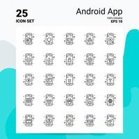 25 conjunto de iconos de aplicaciones de Android 100 archivos eps 10 editables concepto de logotipo de empresa ideas diseño de iconos de línea vector