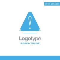 alerta peligro advertencia logística azul sólido logotipo plantilla lugar para eslogan vector