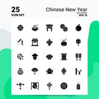 25 Chinese New Year Icon Set 100 Editable EPS 10 Files Business Logo Concept Ideas Solid Glyph icon design vector