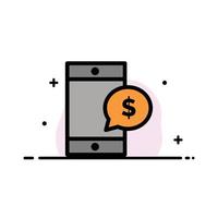Mobile Cell Money Dollar  Business Flat Line Filled Icon Vector Banner Template