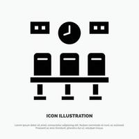 Seats Train Transportation Clock solid Glyph Icon vector