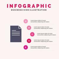 File Text Data Report Solid Icon Infographics 5 Steps Presentation Background vector