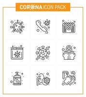 9 Line coronavirus epidemic icon pack suck as corona news on browser medical viral coronavirus 2019nov disease Vector Design Elements