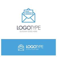 Email Mail Message Text Blue outLine Logo with place for tagline vector