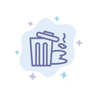 Environment Garbage Pollution Trash Blue Icon on Abstract Cloud Background vector