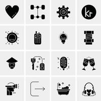 16 iconos universales de negocios vector ilustración de icono creativo para usar en proyectos relacionados con la web y dispositivos móviles