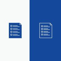 Checklist Check File List Page Task Testing Line and Glyph Solid icon Blue banner Line and Glyph Solid icon Blue banner vector