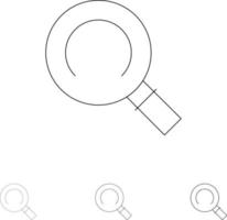 General Magnifier Search Bold and thin black line icon set vector