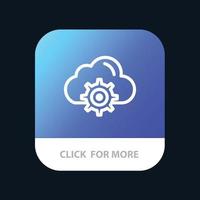 Cloud Setting Gear Computing Mobile App Button Android and IOS Line Version vector