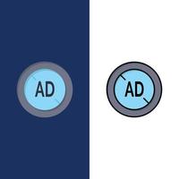 Ad Blocker Ad Blocker Digital  Icons Flat and Line Filled Icon Set Vector Blue Background