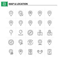 25 conjunto de iconos de ubicación de mapa de fondo vectorial vector