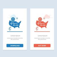 Location Map American  Blue and Red Download and Buy Now web Widget Card Template vector