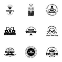 Happy fathers day greeting cards set 9 Black Vector typography lettering Usable for banners print You are the best dad text design Editable Vector Design Elements