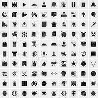 Set of 100 Business Solid Glyph icons vector