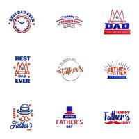 Happy fathers day 9 Blue and red vintage retro type font Illustrator eps10 Editable Vector Design Elements
