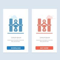 Complex Orbital Platform Satellite Space  Blue and Red Download and Buy Now web Widget Card Template vector
