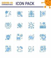 COVID19 corona virus contamination prevention Blue icon 25 pack such as medical medical center virus hospital signboard healthcare viral coronavirus 2019nov disease Vector Design Elements