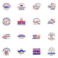 Set of fathers day 16 Blue and red design elements Editable Vector Design Elements