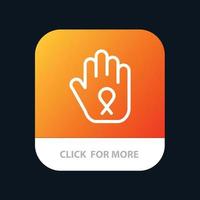 Stop Hand Ribbon Awareness Mobile App Button Android and IOS Line Version vector