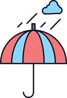 Umbrella camping rain safety weather Flat Color Icon Vector