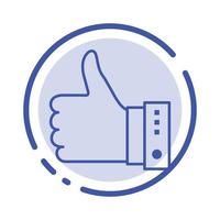 Like Finger Gesture Hand Thumbs Up Yes Blue Dotted Line Line Icon vector