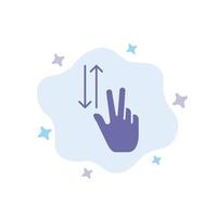 Finger Gestures Two Up Down Blue Icon on Abstract Cloud Background vector