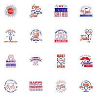 Happy fathers day greeting cards set 16 Blue and red Vector typography lettering Usable for banners print You are the best dad text design Editable Vector Design Elements