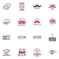 Happy fathers day greeting cards set 16 Black and Pink Vector typography lettering Usable for banners print You are the best dad text design Editable Vector Design Elements
