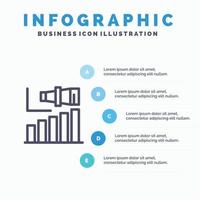 icono de línea de visión de negocio a largo plazo moderno con fondo de infografía de presentación de 5 pasos vector