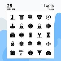 25 conjunto de iconos de herramientas 100 archivos editables eps 10 ideas de concepto de logotipo de empresa diseño de icono de glifo sólido vector