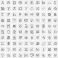 conjunto de 100 iconos de línea de negocios creativos vector